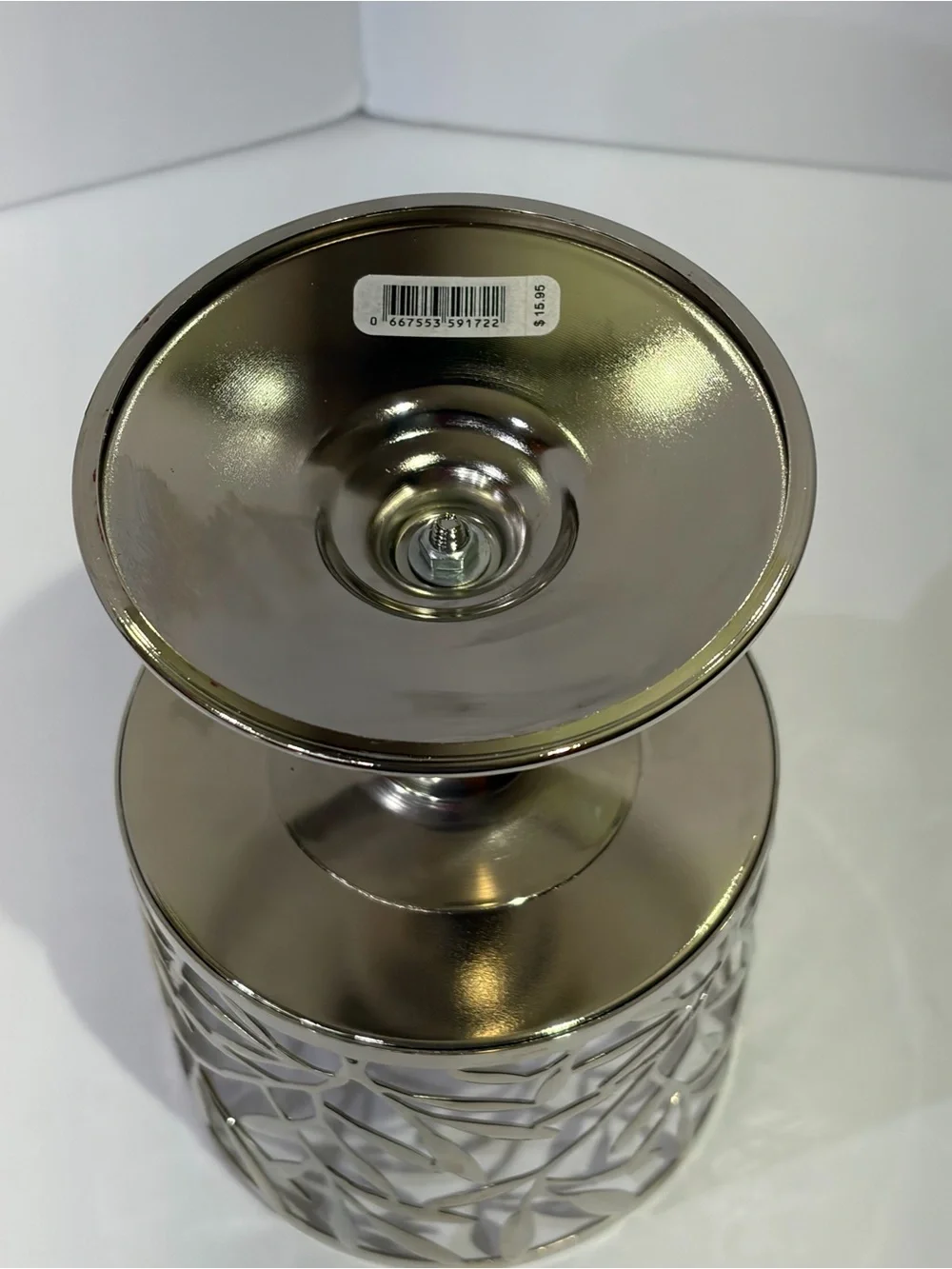 Bath & Body Works Silver Leaf Cutout Pedestal Candle Holder